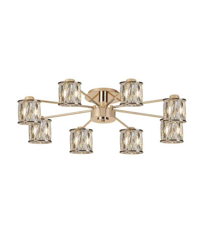 Keene 76.8cm 8 Light G9 Semi Flush French Gold / Clear Crystal Shade-1