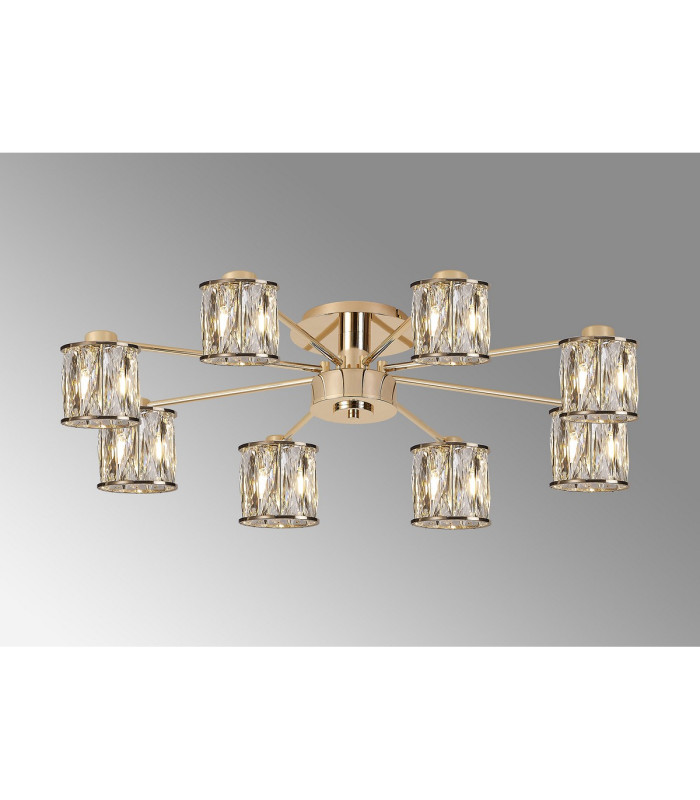 Keene 76.8cm 8 Light G9 Semi Flush French Gold / Clear Crystal Shade-3