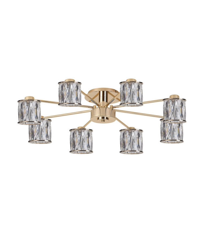 Keene 76.8cm 8 Light G9 Semi Flush French Gold / Clear Crystal Shade-4