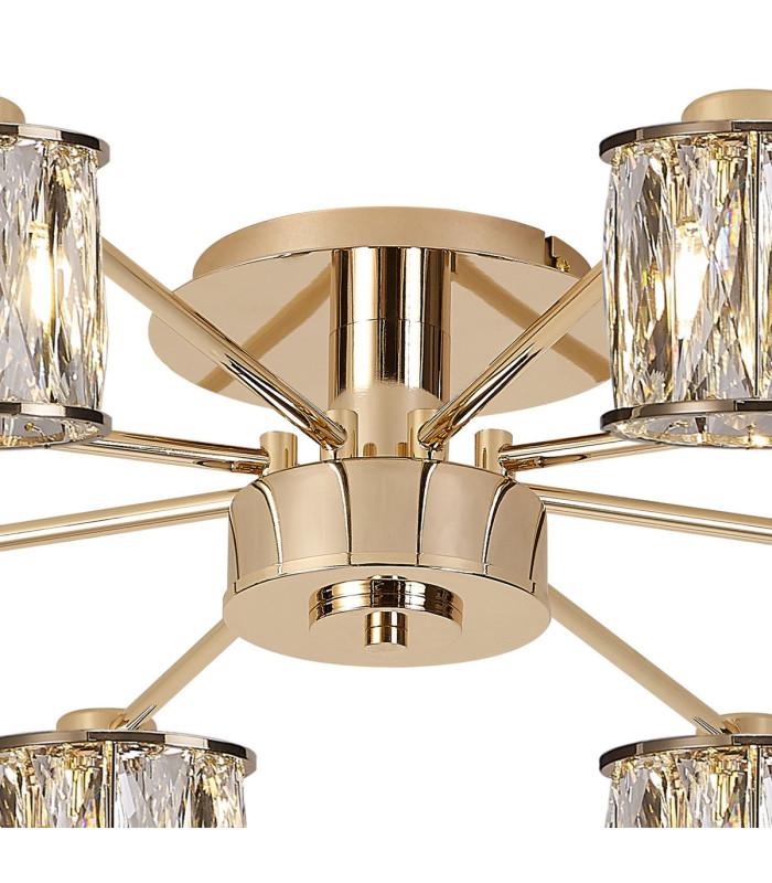 Keene 76.8cm 8 Light G9 Semi Flush French Gold / Clear Crystal Shade-5