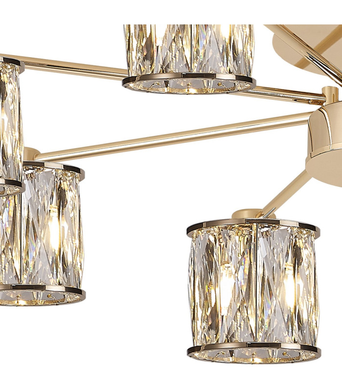 Keene 76.8cm 8 Light G9 Semi Flush French Gold / Clear Crystal Shade-7