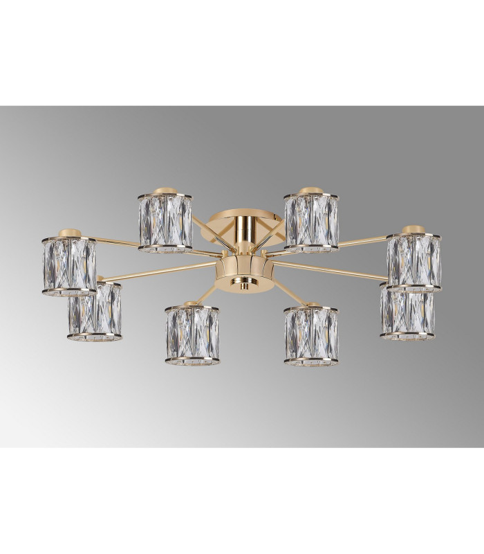 Keene 76.8cm 8 Light G9 Semi Flush French Gold / Clear Crystal Shade-13