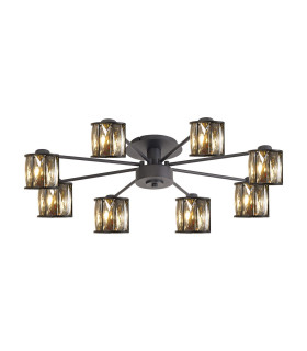 Keene 76.8cm 8 Light G9 Semi Flush Sand Black / Smoked Crystal Shade-1