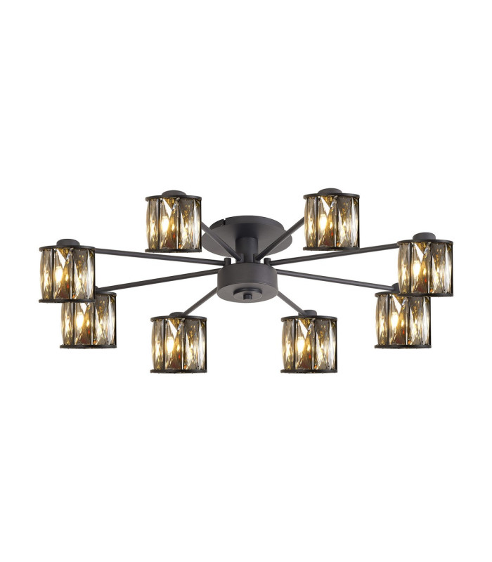 Keene 76.8cm 8 Light G9 Semi Flush Sand Black / Smoked Crystal Shade-1