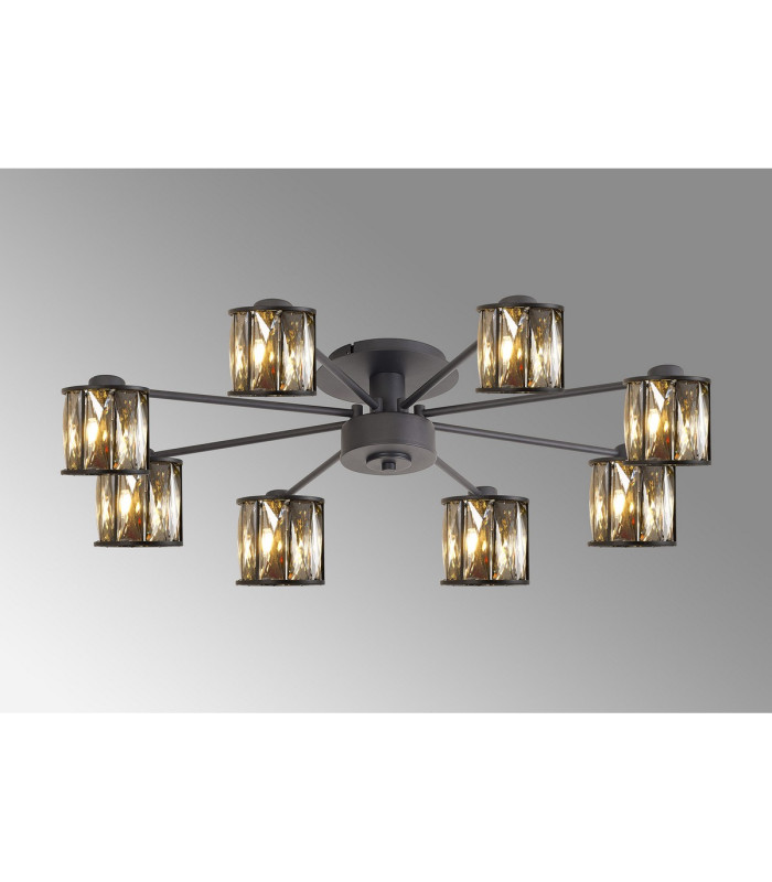 Keene 76.8cm 8 Light G9 Semi Flush Sand Black / Smoked Crystal Shade-3