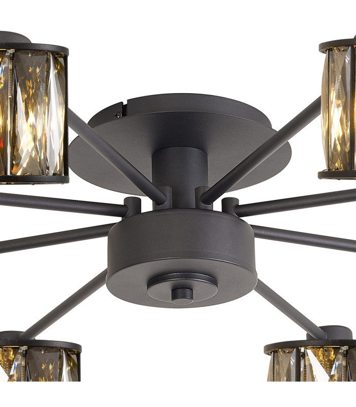 Keene 76.8cm 8 Light G9 Semi Flush Sand Black / Smoked Crystal Shade-5