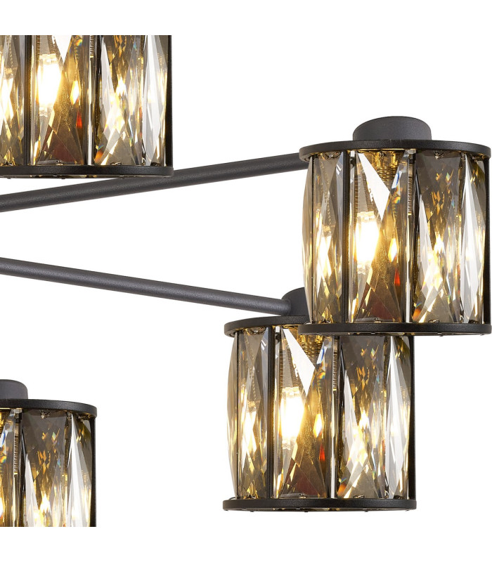 Keene 76.8cm 8 Light G9 Semi Flush Sand Black / Smoked Crystal Shade-6