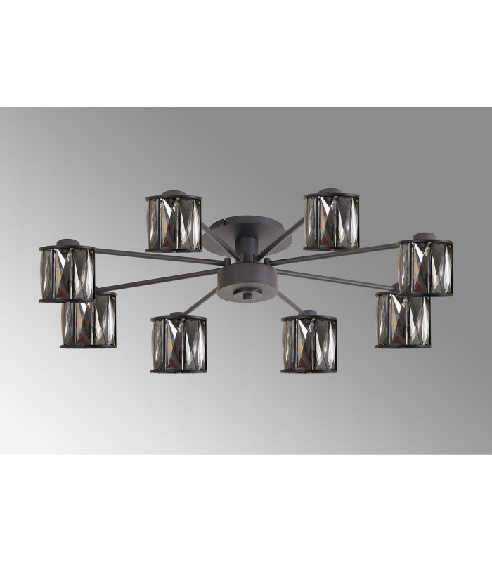 Keene 76.8cm 8 Light G9 Semi Flush Sand Black / Smoked Crystal Shade-13