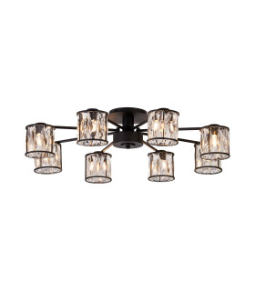 Keene 76.8cm 8 Light G9 Semi Flush Sand Black / Clear Crystal Shade-1