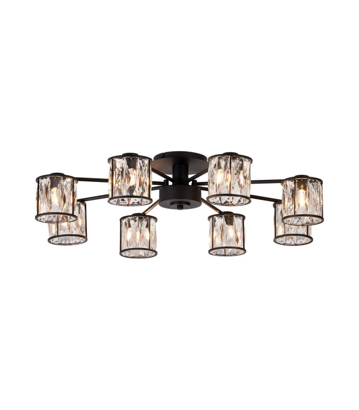 Keene 76.8cm 8 Light G9 Semi Flush Sand Black / Clear Crystal Shade-1