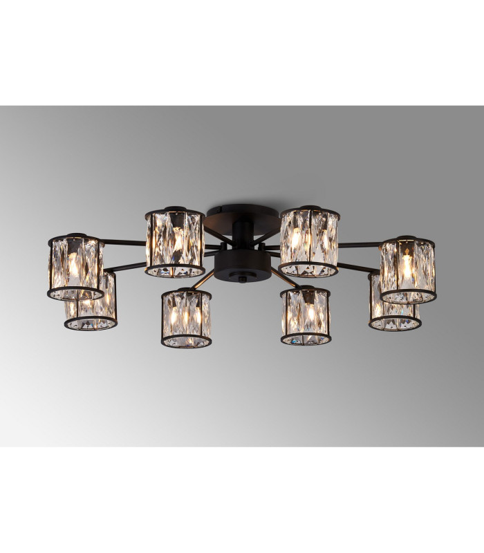 Keene 76.8cm 8 Light G9 Semi Flush Sand Black / Clear Crystal Shade-3