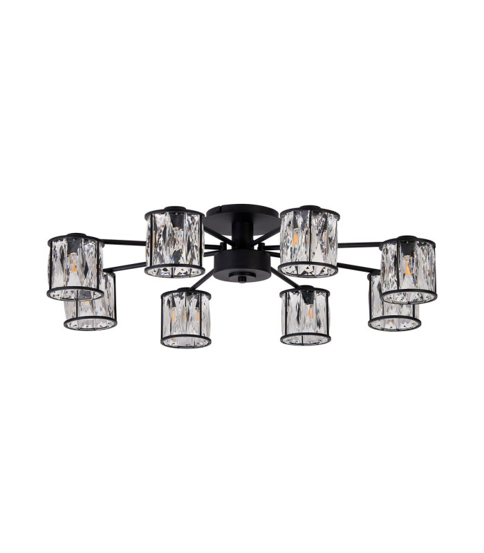Keene 76.8cm 8 Light G9 Semi Flush Sand Black / Clear Crystal Shade-5