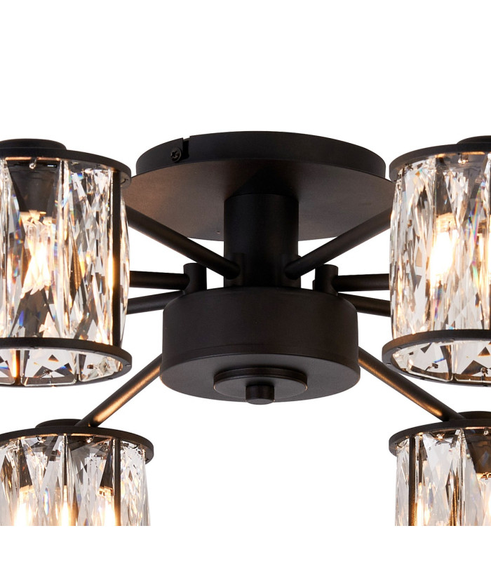 Keene 76.8cm 8 Light G9 Semi Flush Sand Black / Clear Crystal Shade-6