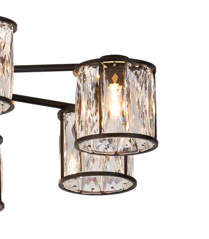 Keene 76.8cm 8 Light G9 Semi Flush Sand Black / Clear Crystal Shade-7