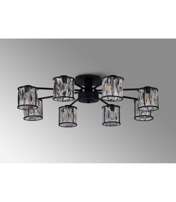 Keene 76.8cm 8 Light G9 Semi Flush Sand Black / Clear Crystal Shade-14