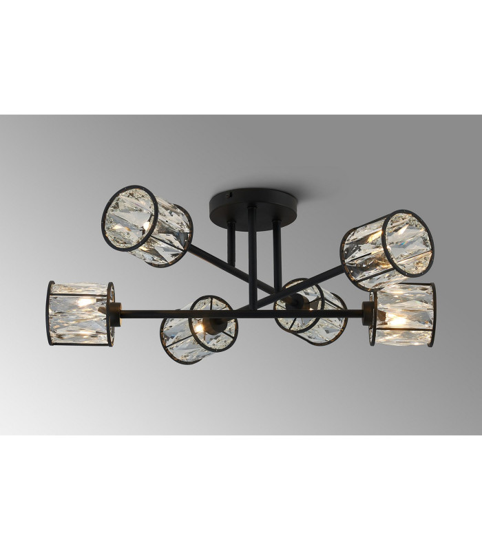 Keene 69cm 6 Light G9 Crossed Arm Semi Flush Sand Black / Clear Crystal Shade-3