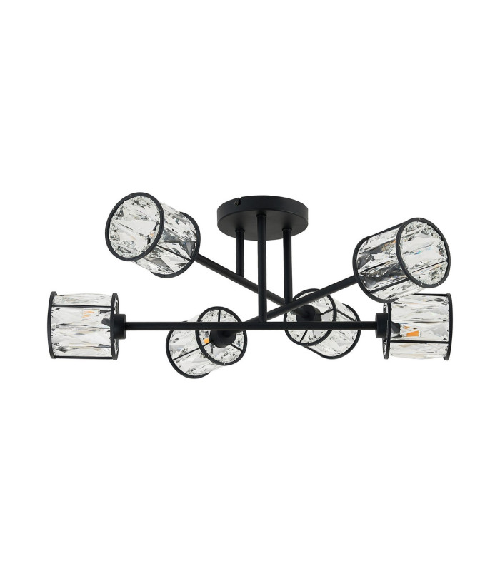 Keene 69cm 6 Light G9 Crossed Arm Semi Flush Sand Black / Clear Crystal Shade-5