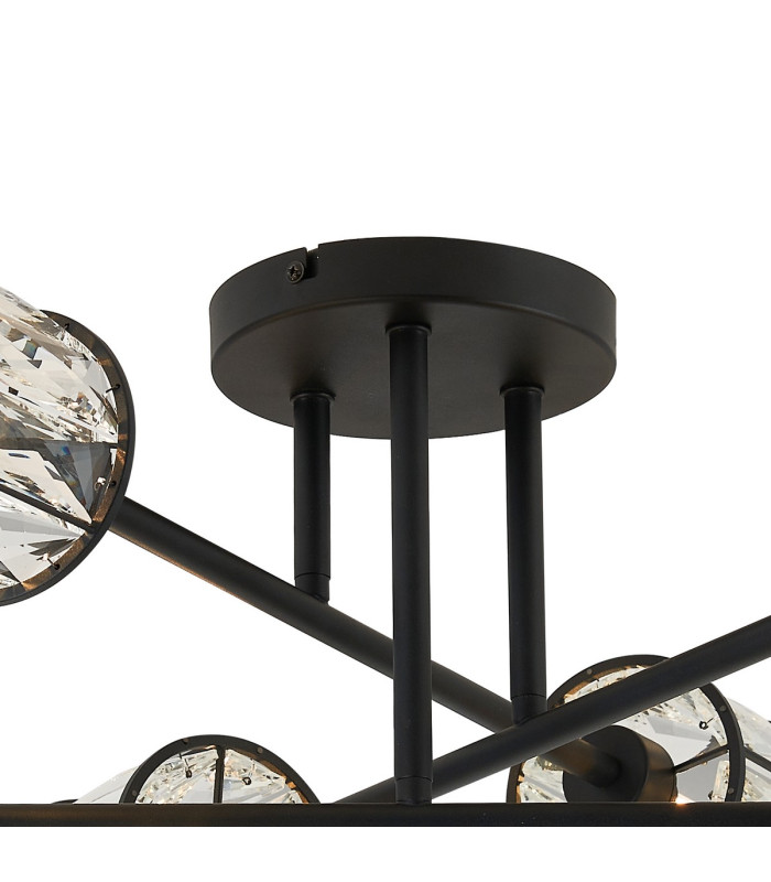 Keene 69cm 6 Light G9 Crossed Arm Semi Flush Sand Black / Clear Crystal Shade-6