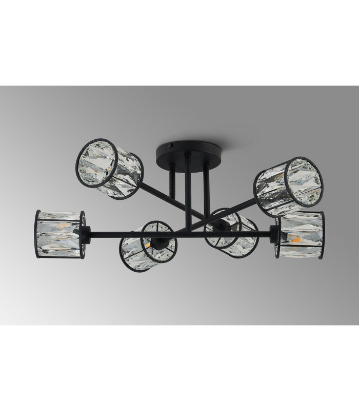 Keene 69cm 6 Light G9 Crossed Arm Semi Flush Sand Black / Clear Crystal Shade-14