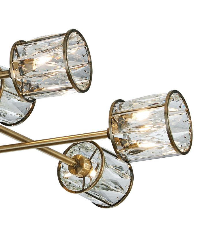 Keene 85cm 8 Light G9 Crossed Arm Semi Flush Antique Brass / Clear Crystal Shade-6