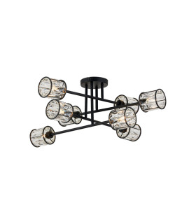 Keene 85cm 8 Light G9 Crossed Arm Semi Flush Sand Black / Clear Crystal Shade-1