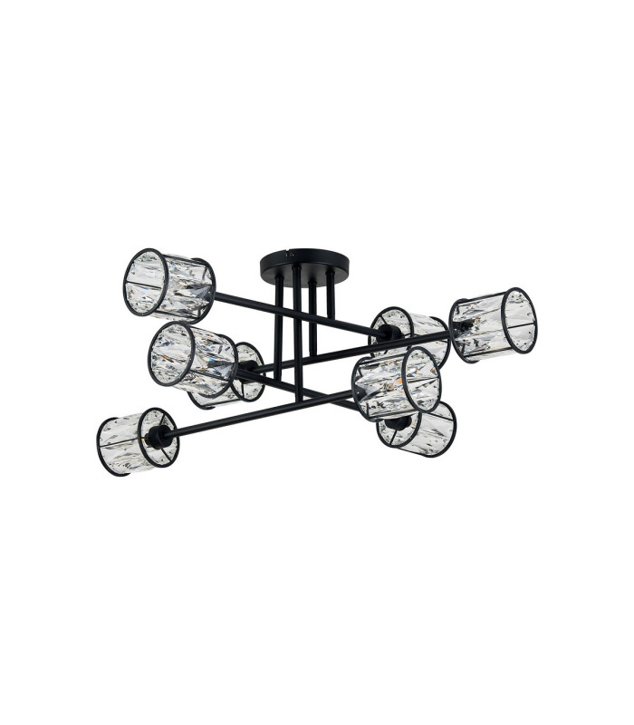 Keene 85cm 8 Light G9 Crossed Arm Semi Flush Sand Black / Clear Crystal Shade-5