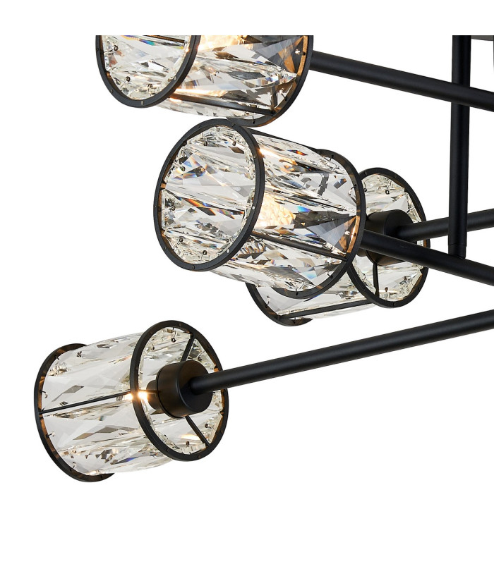Keene 85cm 8 Light G9 Crossed Arm Semi Flush Sand Black / Clear Crystal Shade-8