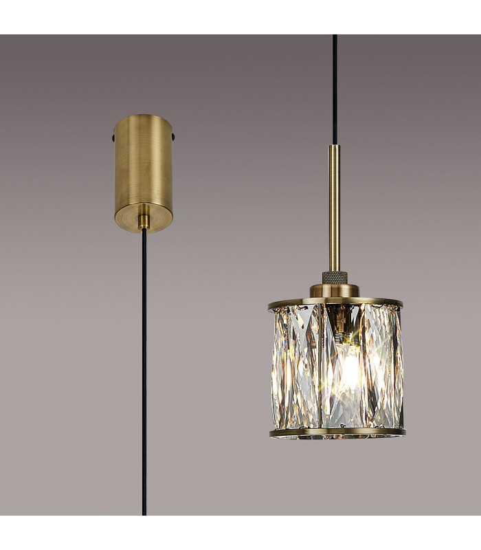 Keene 10.8cm 1 Light G9 2m Single Pendant Antique Brass / Clear Crystal Shade-3