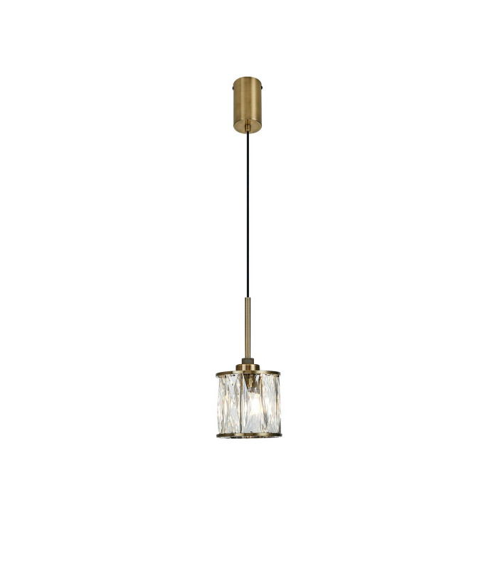 Keene 10.8cm 1 Light G9 2m Single Pendant Antique Brass / Clear Crystal Shade-4