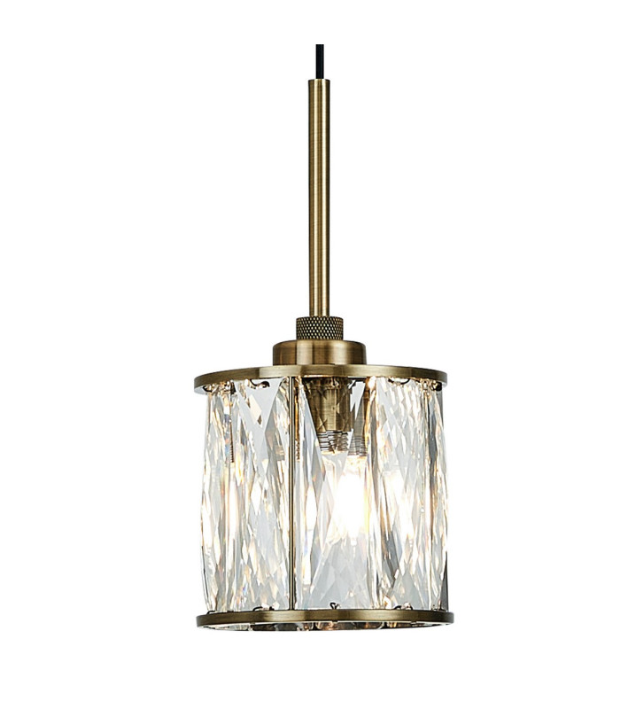 Keene 10.8cm 1 Light G9 2m Single Pendant Antique Brass / Clear Crystal Shade-7