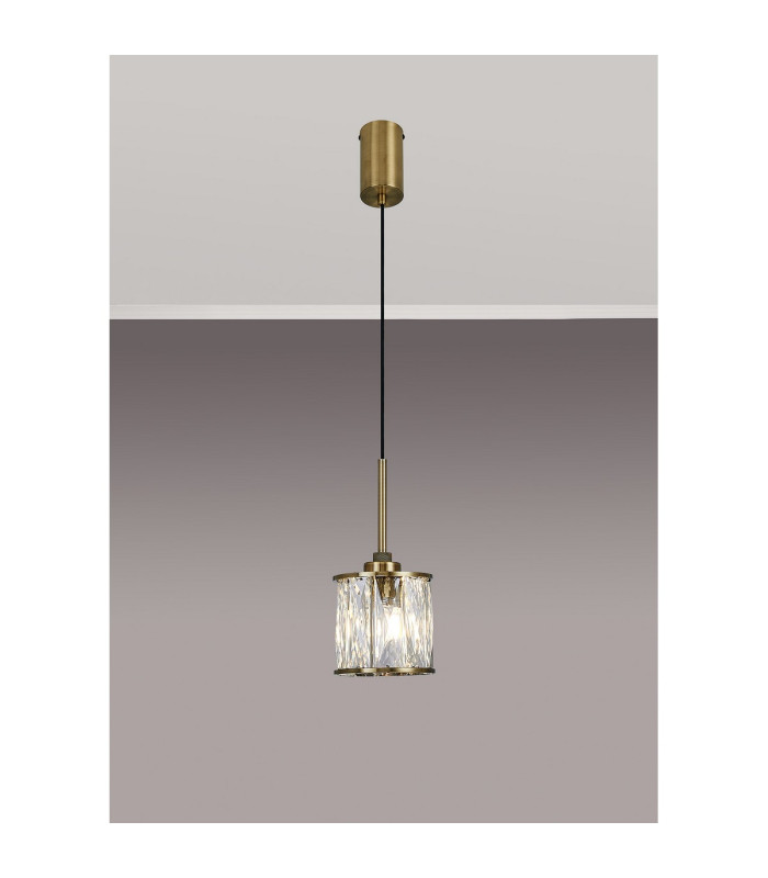 Keene 10.8cm 1 Light G9 2m Single Pendant Antique Brass / Clear Crystal Shade-10