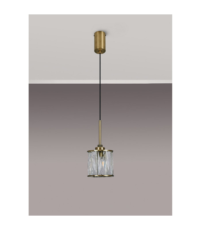 Keene 10.8cm 1 Light G9 2m Single Pendant Antique Brass / Clear Crystal Shade-11