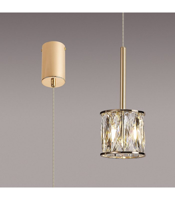 Keene 10.8cm 1 Light G9 2m Single Pendant French Gold / Clear Crystal Shade-3