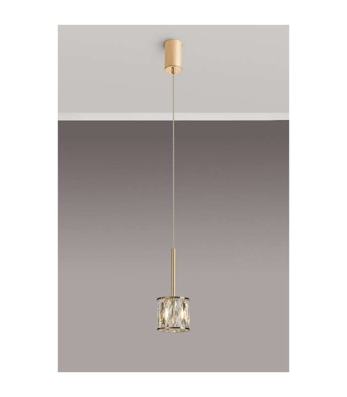 Keene 10.8cm 1 Light G9 2m Single Pendant French Gold / Clear Crystal Shade-12