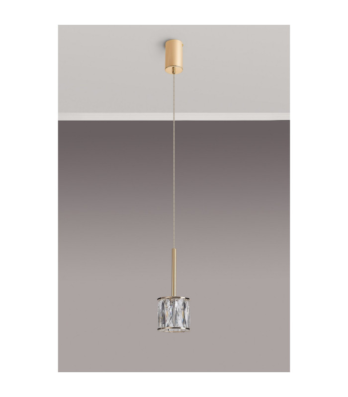 Keene 10.8cm 1 Light G9 2m Single Pendant French Gold / Clear Crystal Shade-13