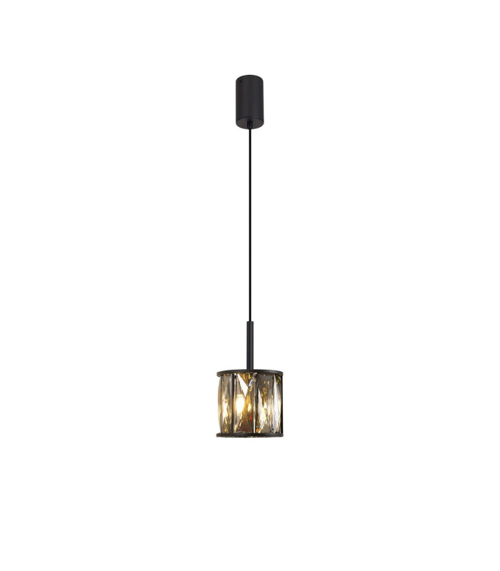 Keene 10.8cm 1 Light G9 2m Single Pendant Satin Black / Smoke Crystal Shade-4