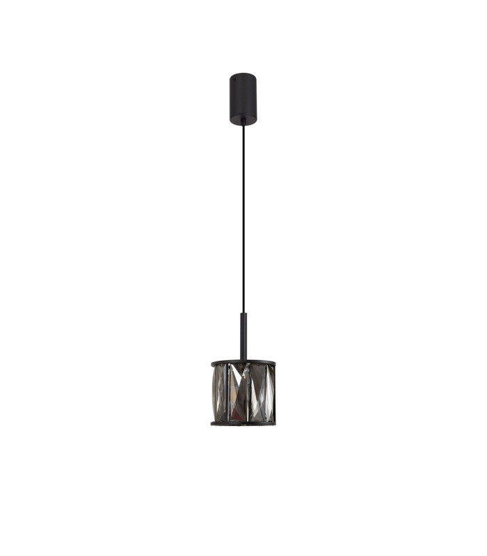 Keene 10.8cm 1 Light G9 2m Single Pendant Satin Black / Smoke Crystal Shade-5