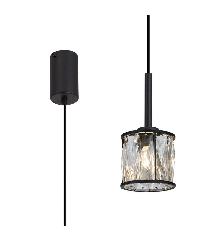 Keene 10.8cm 1 Light G9 2m Single Pendant Sand Black / Clear Crystal Shade-1