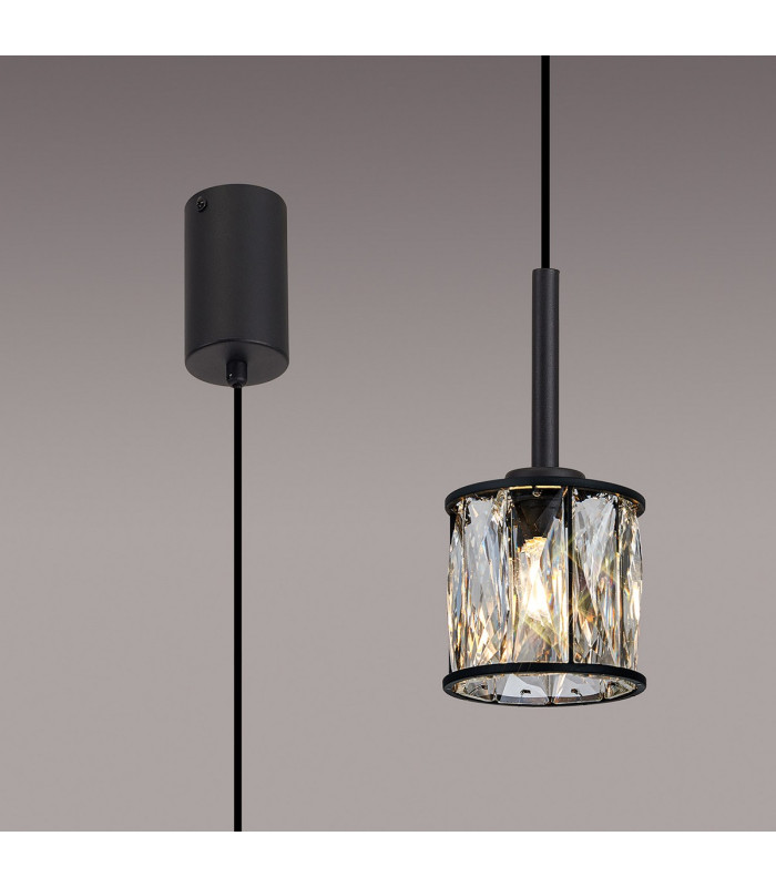 Keene 10.8cm 1 Light G9 2m Single Pendant Sand Black / Clear Crystal Shade-3