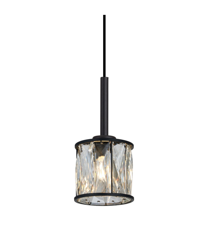 Keene 10.8cm 1 Light G9 2m Single Pendant Sand Black / Clear Crystal Shade-7