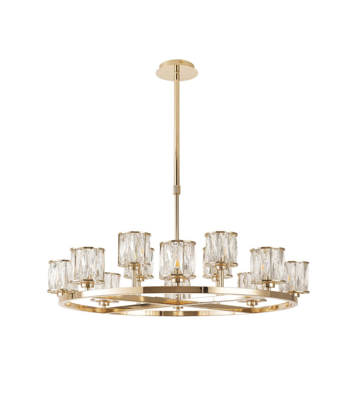 Keene 90.8cm 8 + 4 Light Round G9 Telescopic Light French Gold / Clear Crystal Shade-5