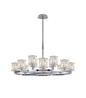 Keene 90.8cm 8 + 4 Light Round G9 Telescopic Light Polished Chrome / Clear Crystal Shade-1