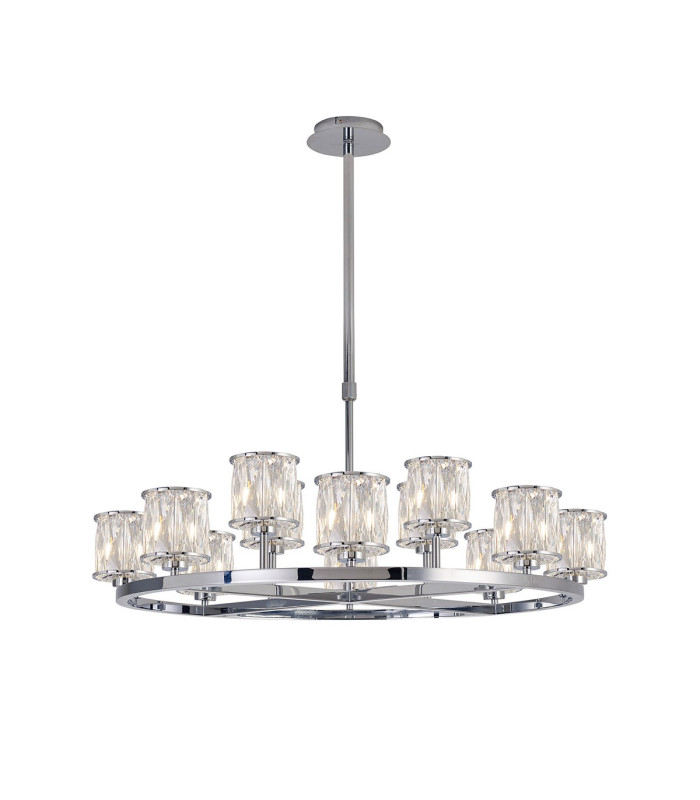 Keene 90.8cm 8 + 4 Light Round G9 Telescopic Light Polished Chrome / Clear Crystal Shade-1