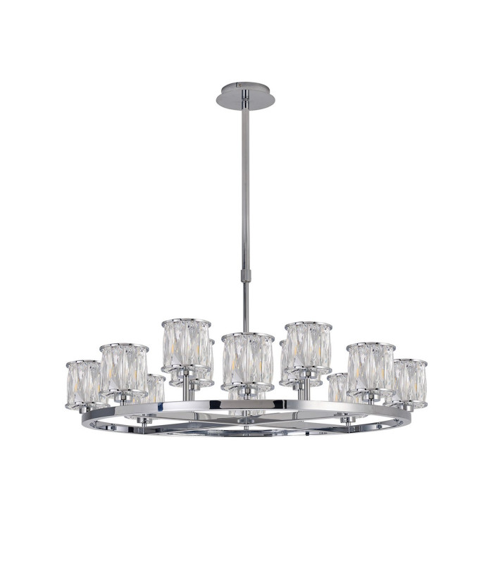 Keene 90.8cm 8 + 4 Light Round G9 Telescopic Light Polished Chrome / Clear Crystal Shade-3