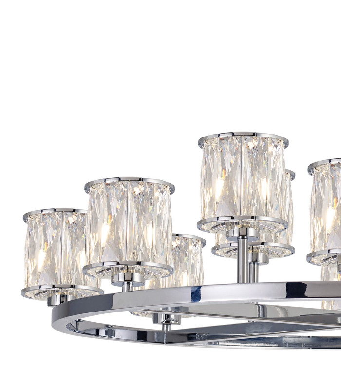 Keene 90.8cm 8 + 4 Light Round G9 Telescopic Light Polished Chrome / Clear Crystal Shade-6