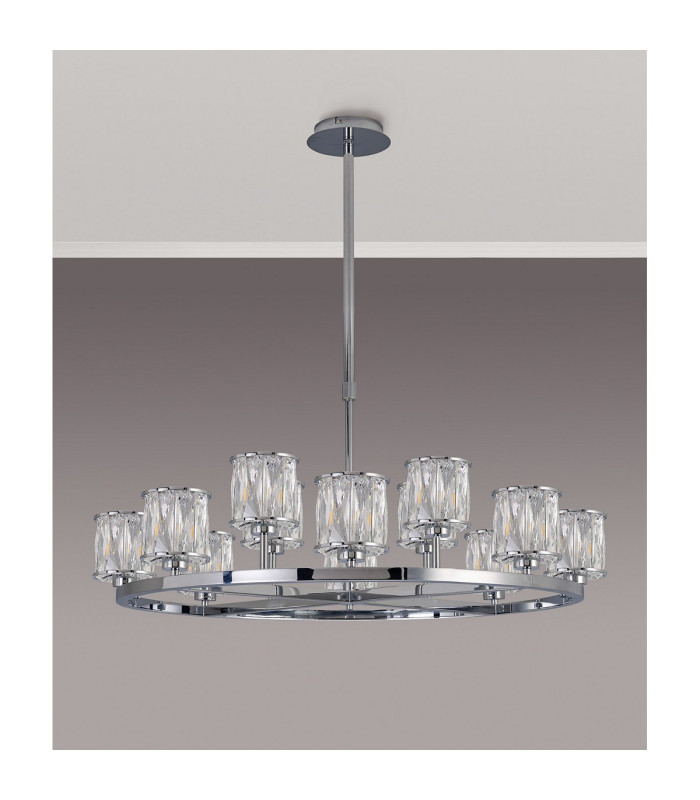 Keene 90.8cm 8 + 4 Light Round G9 Telescopic Light Polished Chrome / Clear Crystal Shade-9
