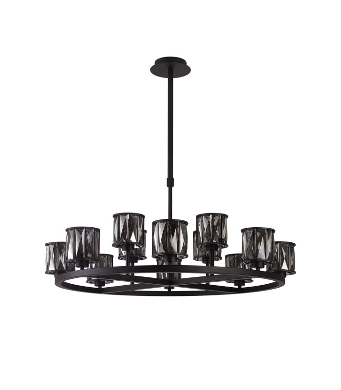 Keene 90.8cm 8 + 4 Light Round G9 Telescopic Light Sand Black / Smoked Crystal Shade-6