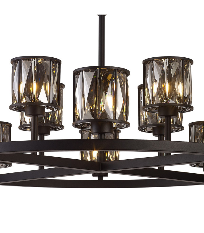 Keene 90.8cm 8 + 4 Light Round G9 Telescopic Light Sand Black / Smoked Crystal Shade-8