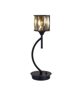 Keene 1 Light G9 Vertical Crystal Table Lamp Satin Black & Smoke Crystal Shade-1