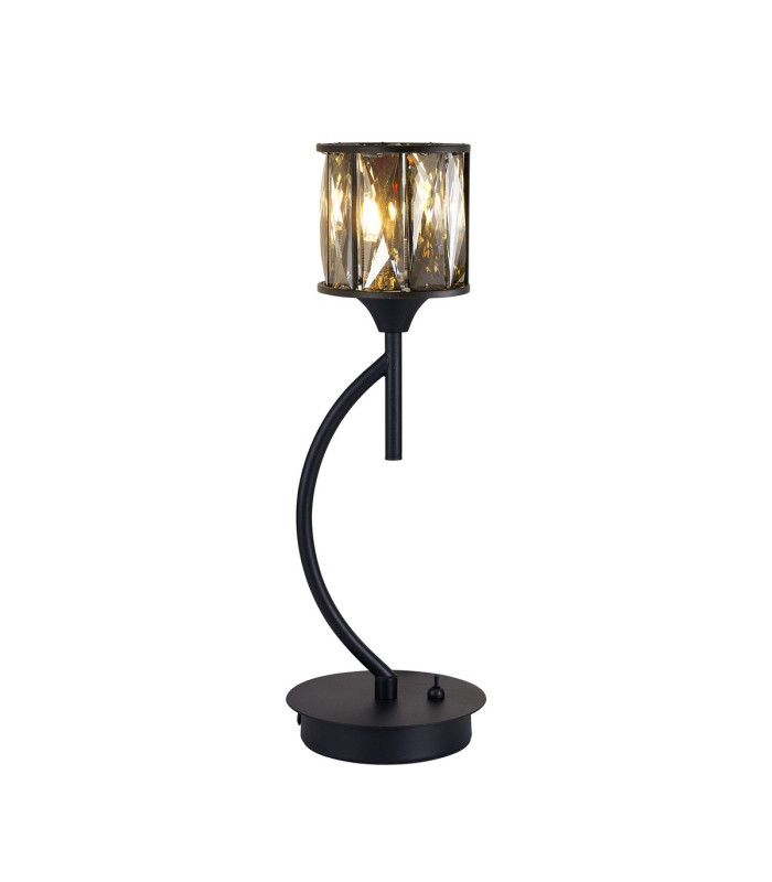 Keene 1 Light G9 Vertical Crystal Table Lamp Satin Black & Smoke Crystal Shade-1